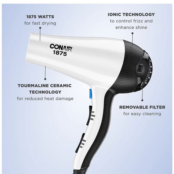 Conair 1875 Watt Smooth & Shine Dryer with 3 Attachments, 1.0 ea : new in box - Picture 2 of 7